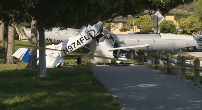 Phi cơ nhỏ rơi trúng ô tô ở Florida, 7 người bị thương